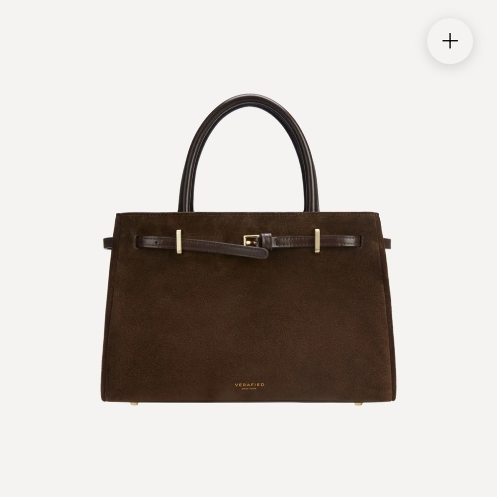 NEW Verafied Espresso Suede Book Tote Bag 25